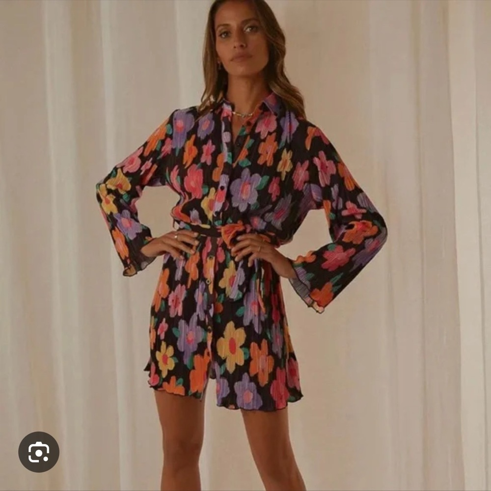PEPPERMAYO Soho Chic Shirt Dress - Noir Bloom - US 8